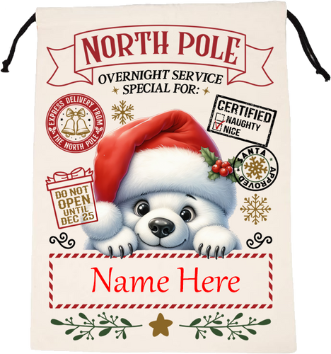 REUSABLE PERSONALIZED NORTH POLE SANTA SACK