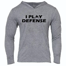 Load image into Gallery viewer, I PLAY DEFENSE SLIM FIT PERFORMANCE WORKOUT HOODIE All Colors